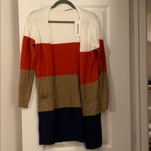 Color block striped cardigan
